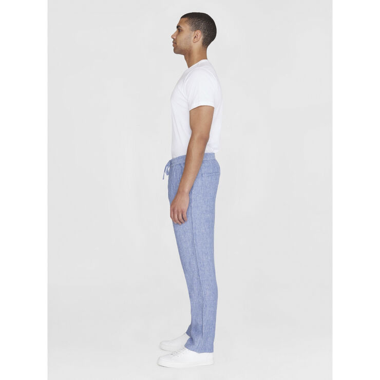 Knowledge Cotton Apparel FIG loose linen pants - GOTS/Vegan Moonlight blue