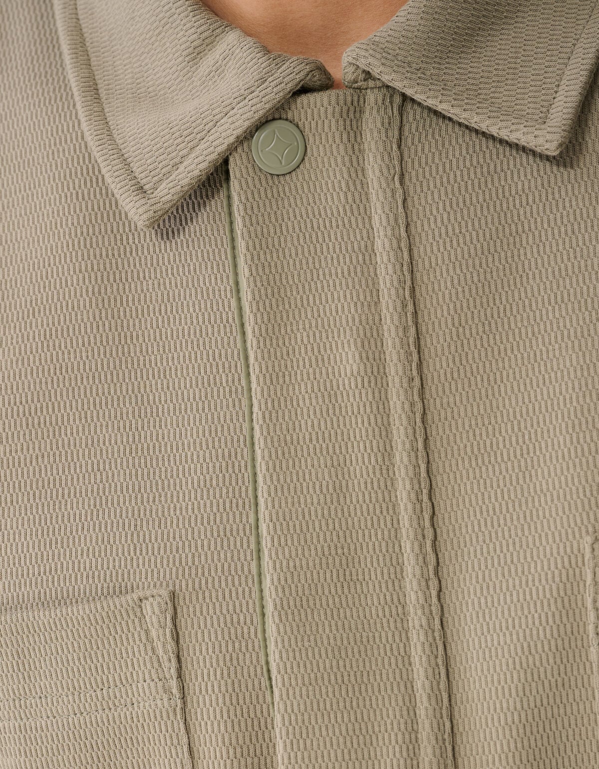 Structuur Zipper Overshirt Khaki