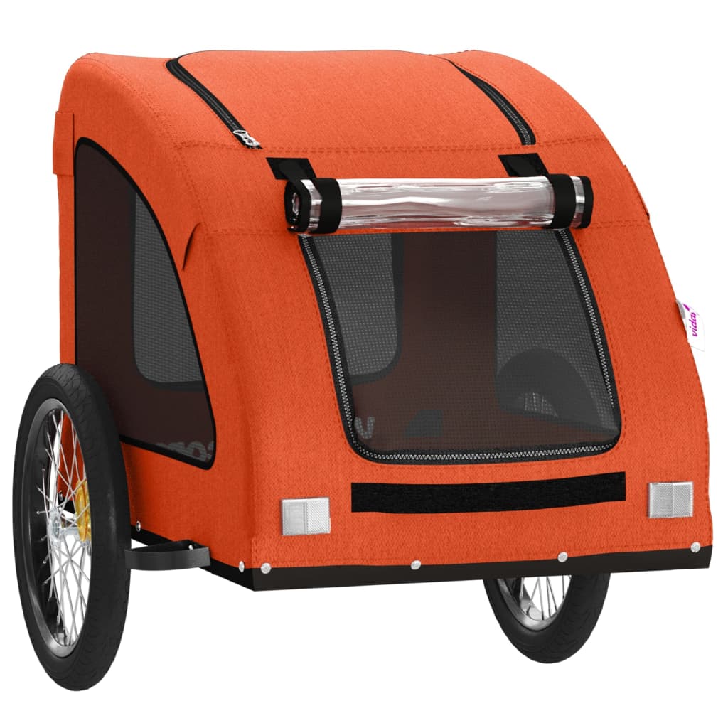 vidaXL Pet Bike Trailer Iron Oxford Cloth Orange