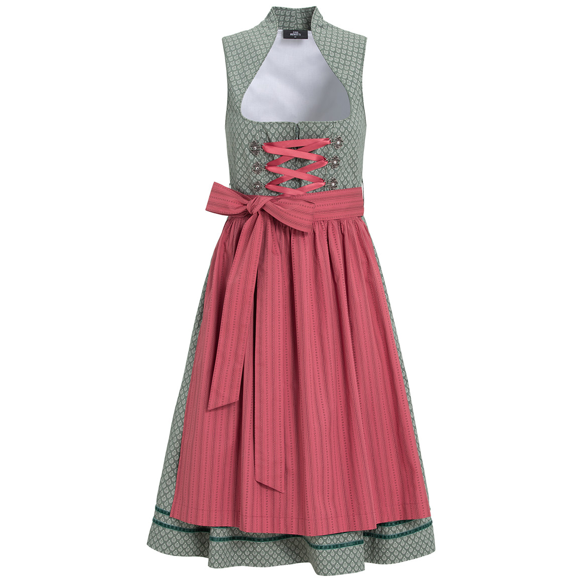 Gina Benotti Damen Dirndl mit Allover-Muster dunkelgrün / rosa