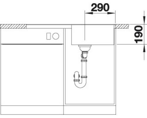 Blanco METRA 5 SF spoelbak, 850 x 490 mm, steengrijs, 519102