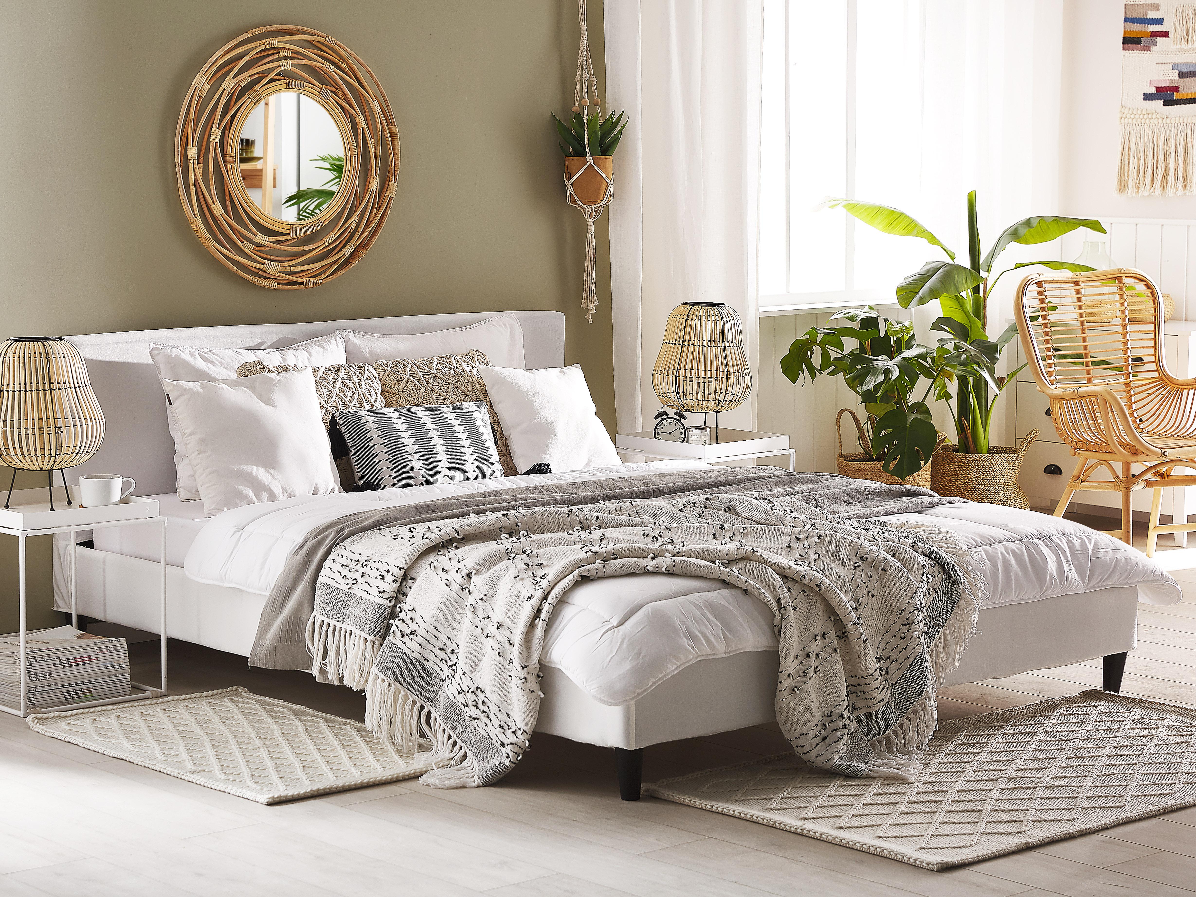 Bed Fluweel FITOU 180 x 200 cm Wit
