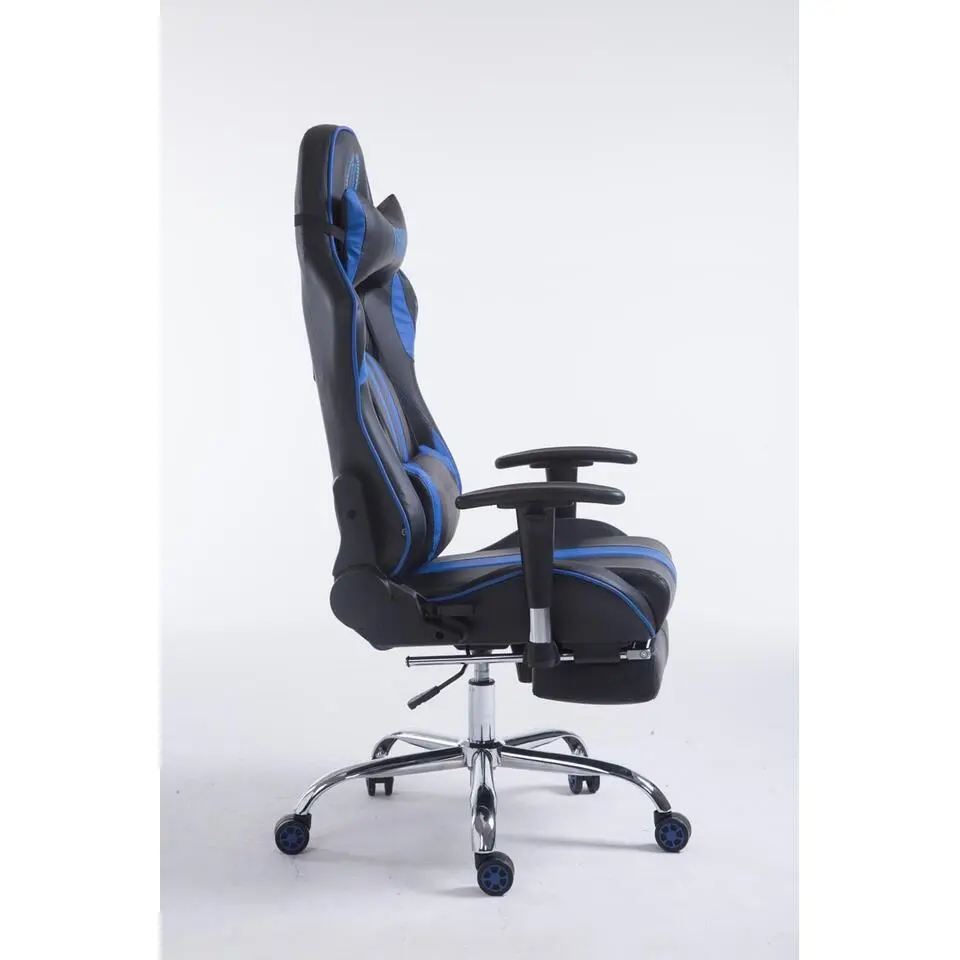 CLP Bureaustoel Limit zwart Frame - Kunstleer - zwart/blauw