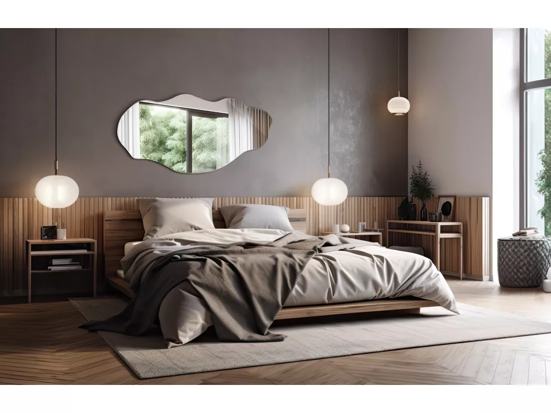 Miroir asymétrique organique irrégulier pour la salle de bain, le salon - 50 cm x 100 cm