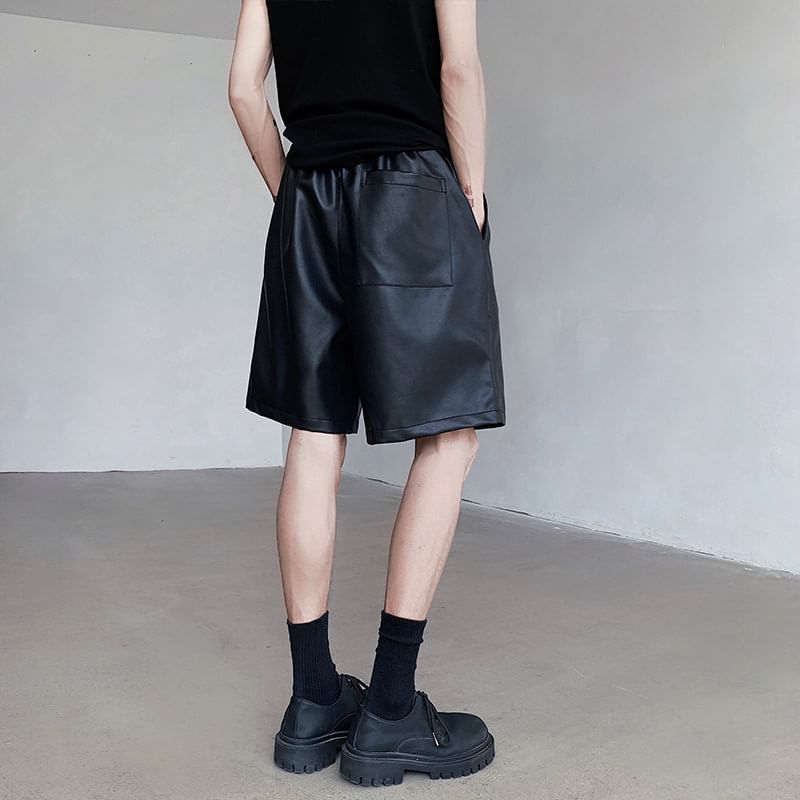 VEAZ - Bermudashorts van imitatieleer met trekkoord in de taille
