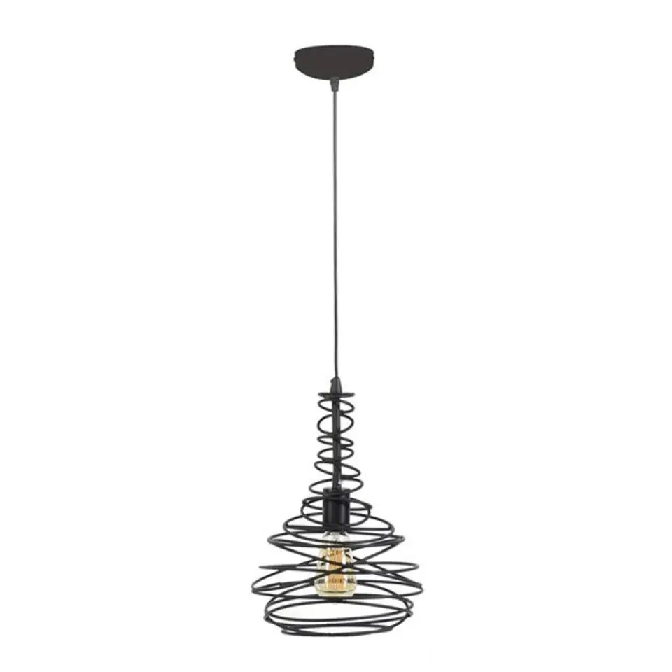 Hanglamp industrieel Kelsey kegel zwart - 25x25x150 cm - Zwart - Zwart