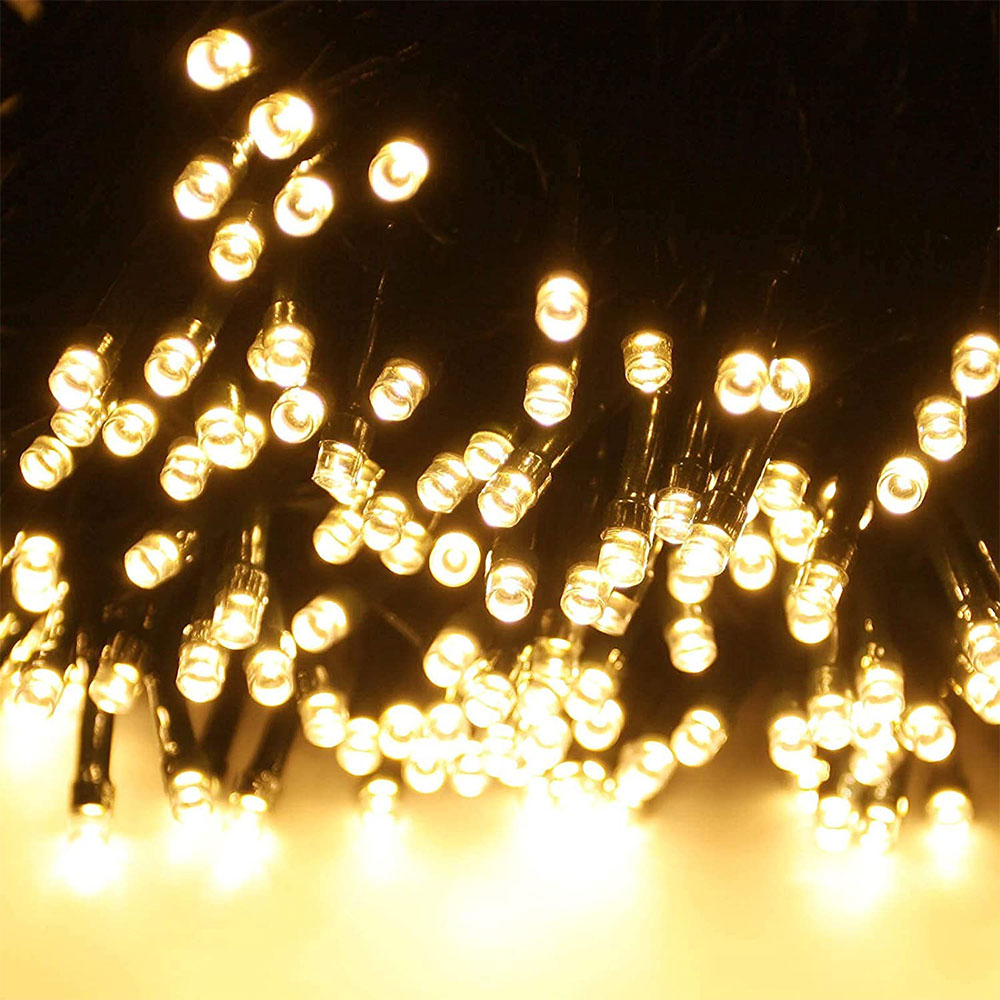 (12m) 100 LED's Deko USB Lichterkette Outdoor Beleuchtung 8 Modi   Fernbedienung IP65 - Warmweiss