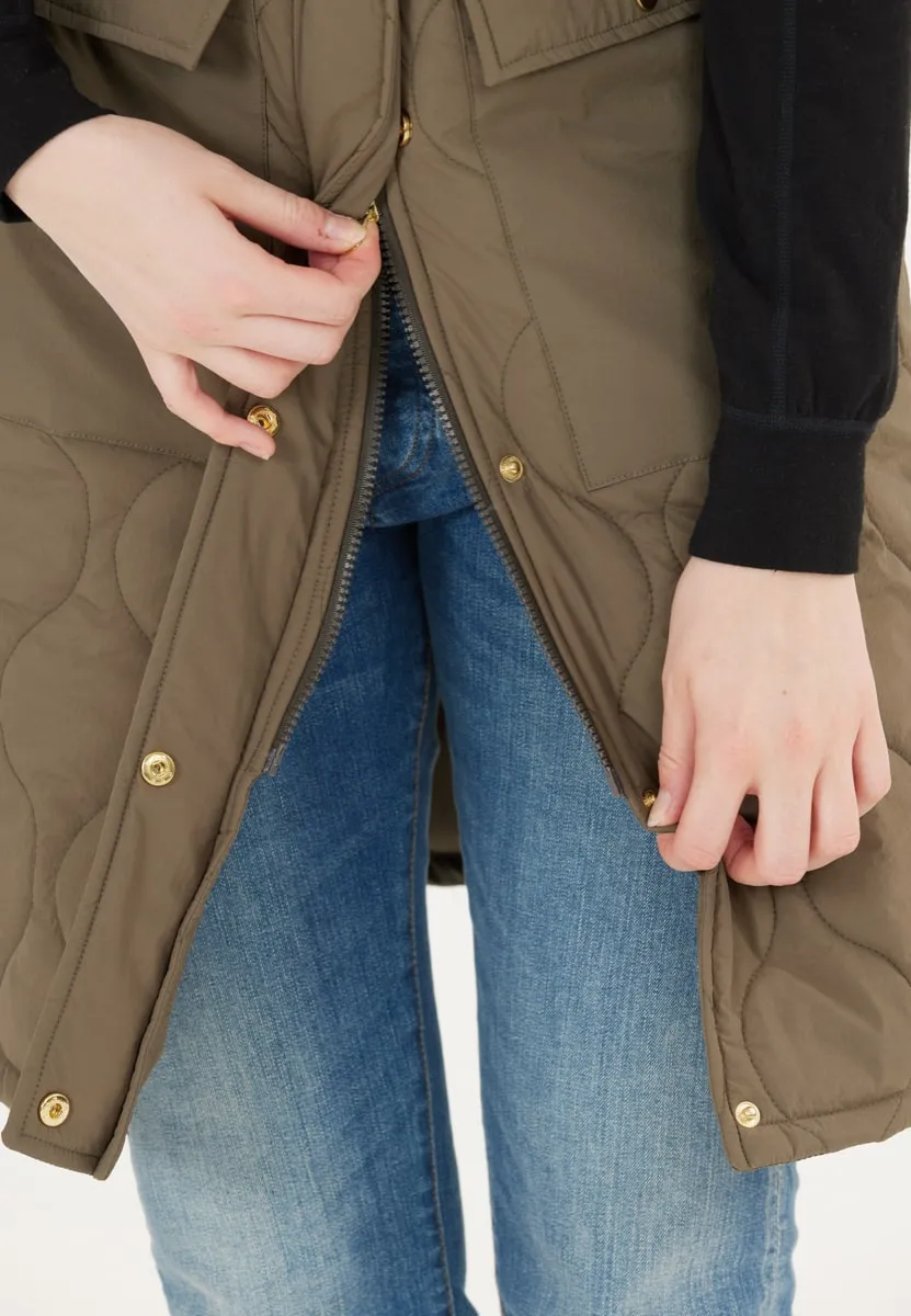 Weather Report Hollie W Long Quilted Vest Travertine