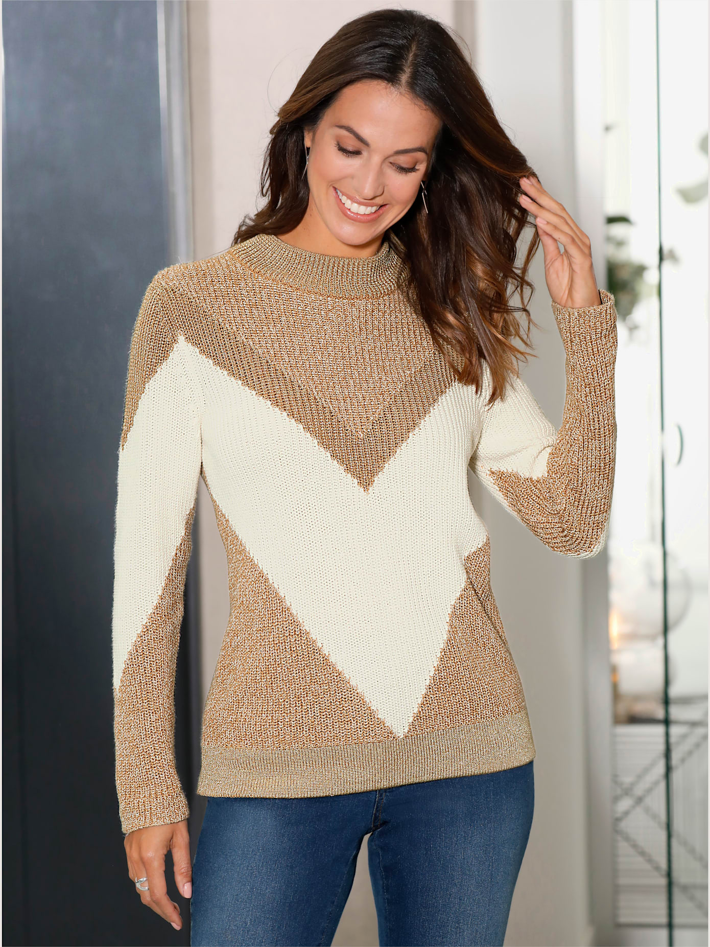 Pull motif maille moderne