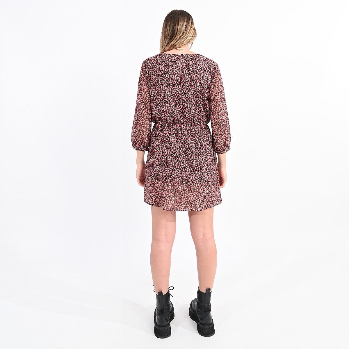LILI SIDONIO<br>Vestido de voile estampado, efeito envelope