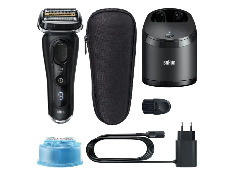Braun Series 9 9352cc Sport, Folie shaver, Sort, Grå, Active Quattro Head, Knapper, Batteri, Lithium-Ion (Li-Ion)
