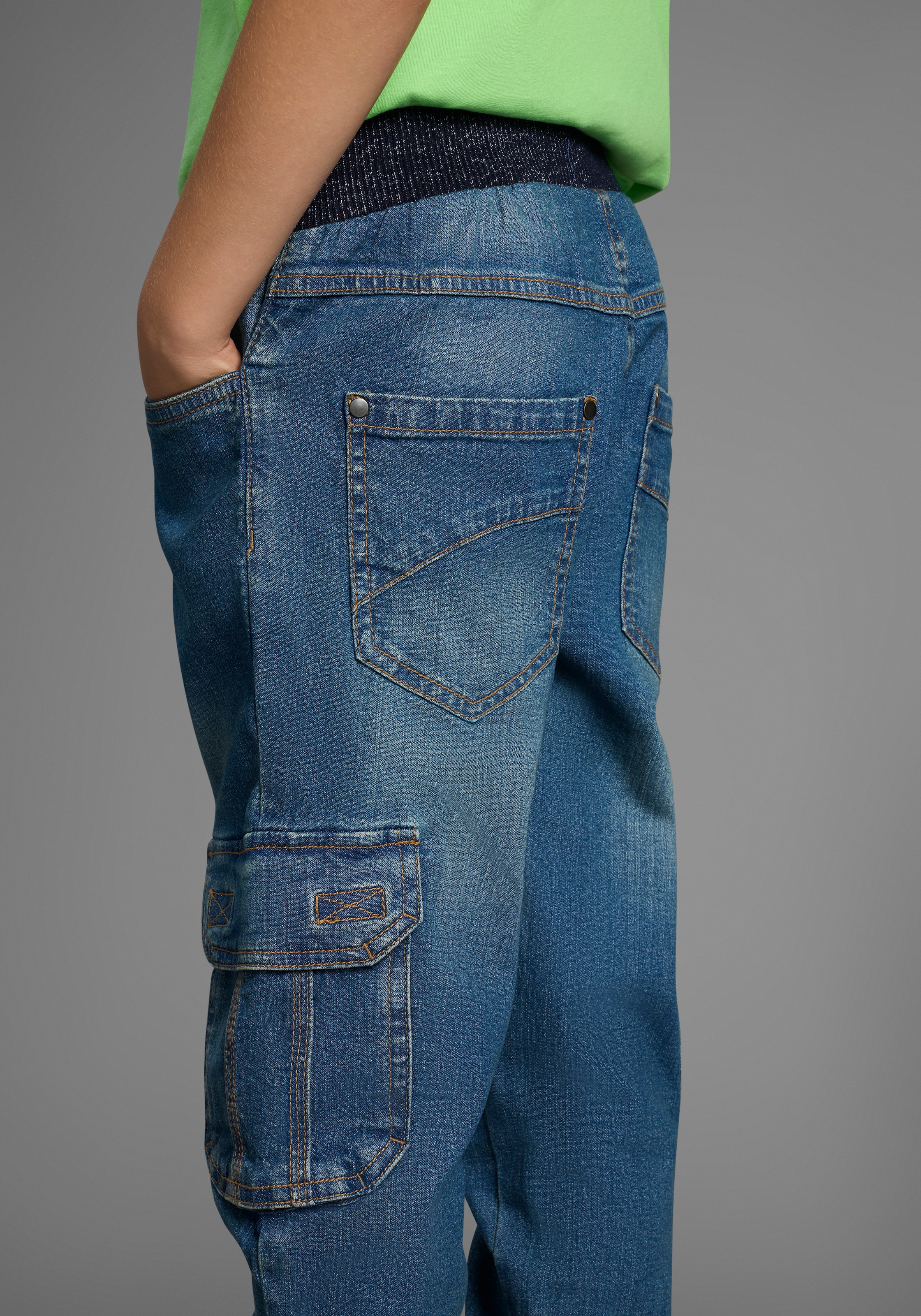 Arizona Cargojeans », Stretch-Jeans für Jungen«, gerades Bein,  mit Bindeband und Gummizug,  normale Taille