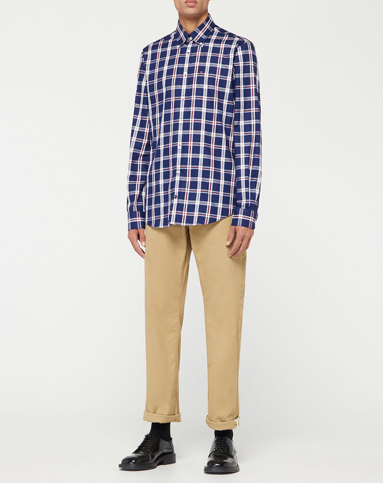 Tommy Hilfiger Chemise Slim 100% Coton Bio à carreaux bleu/rouge/blanc