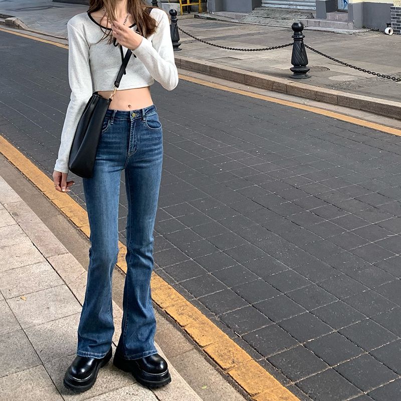 GOUB - High-Waist Washed Bootcut Jeans