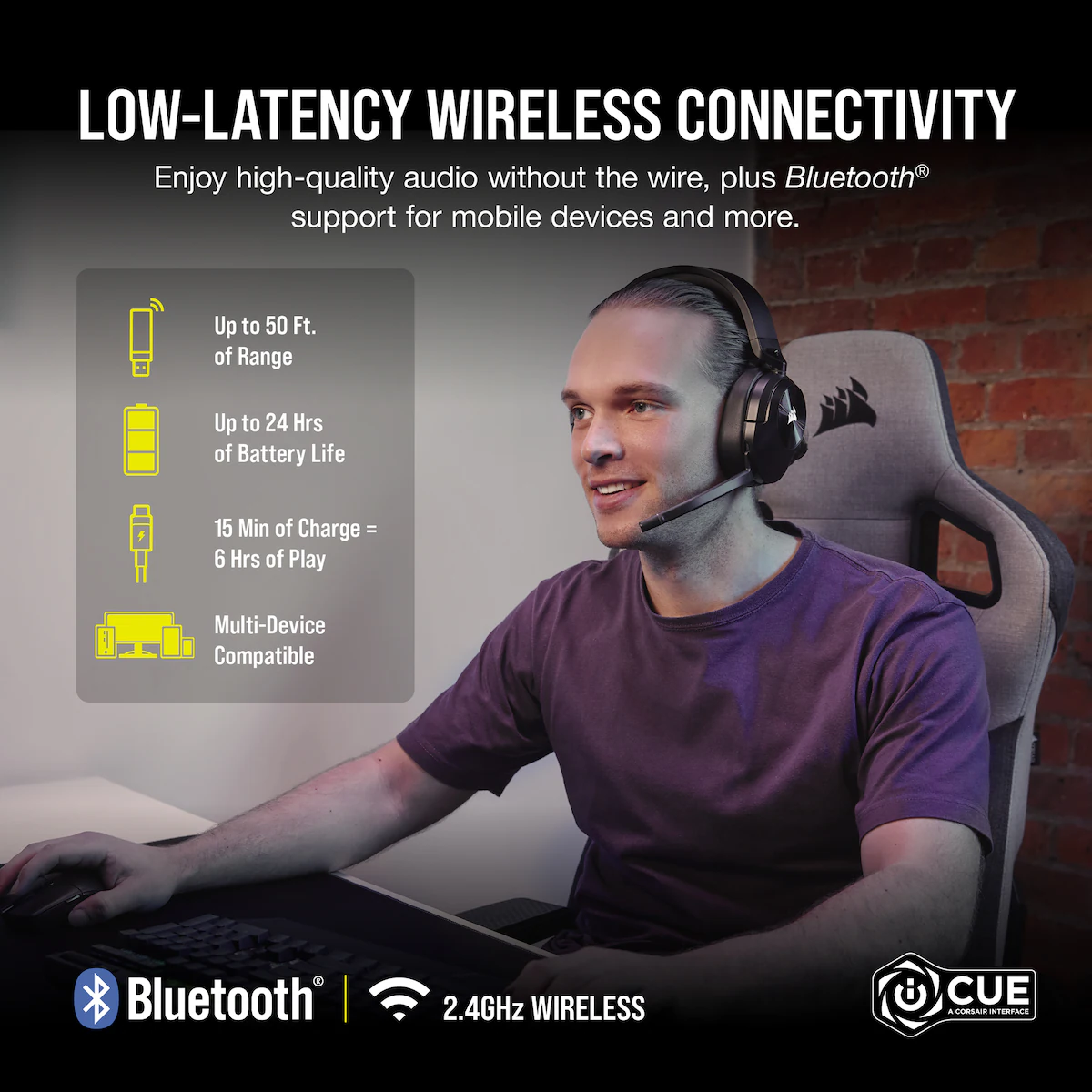 Corsair HS55 trådløst gaming headset (sort)
