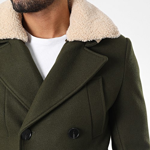 Veste Col Mouton Vert Kaki