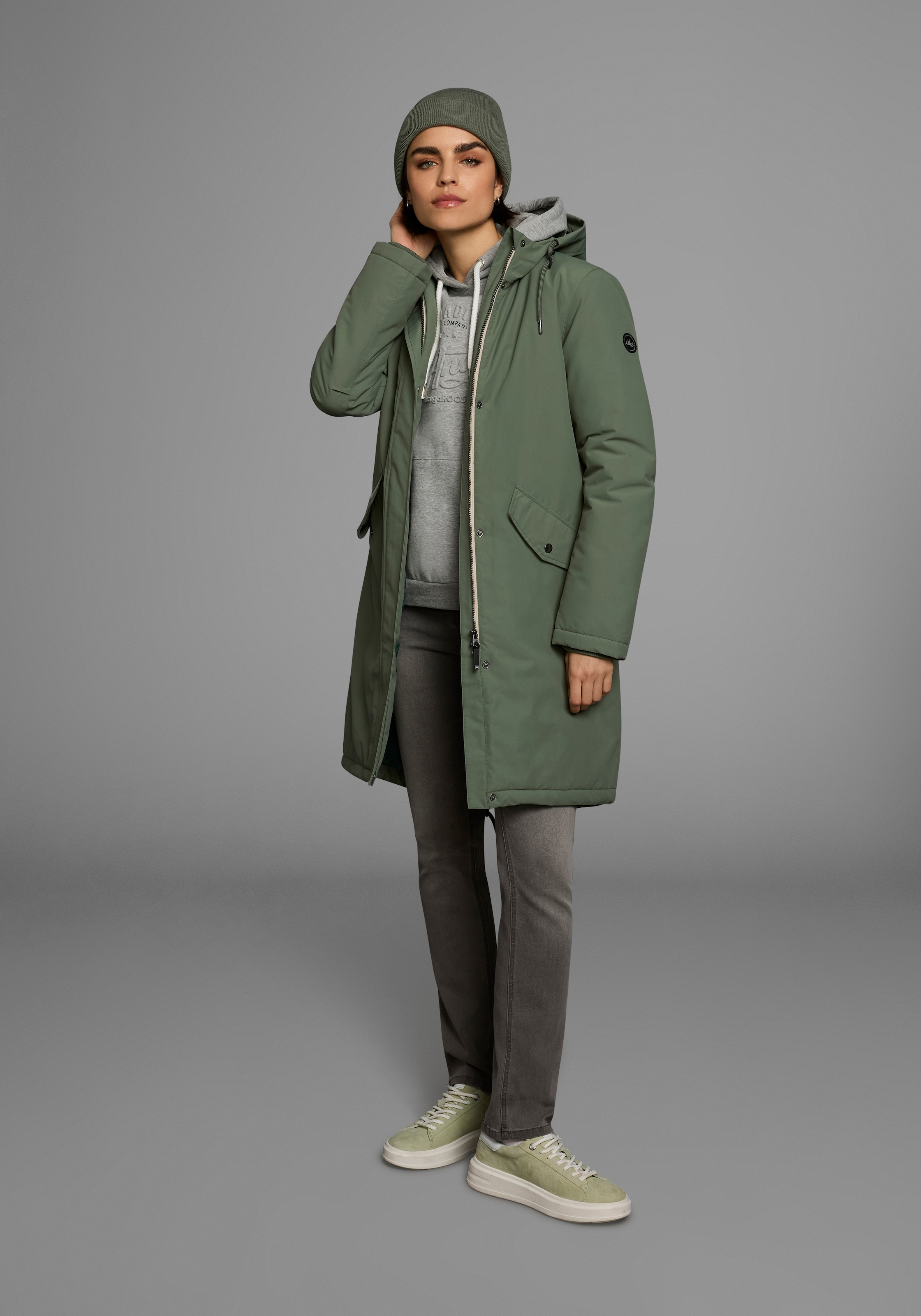 Polarino Parka mit Kapuze Atmungsaktiv, winddicht, wasserdicht, Im Oversize Look, weite Form