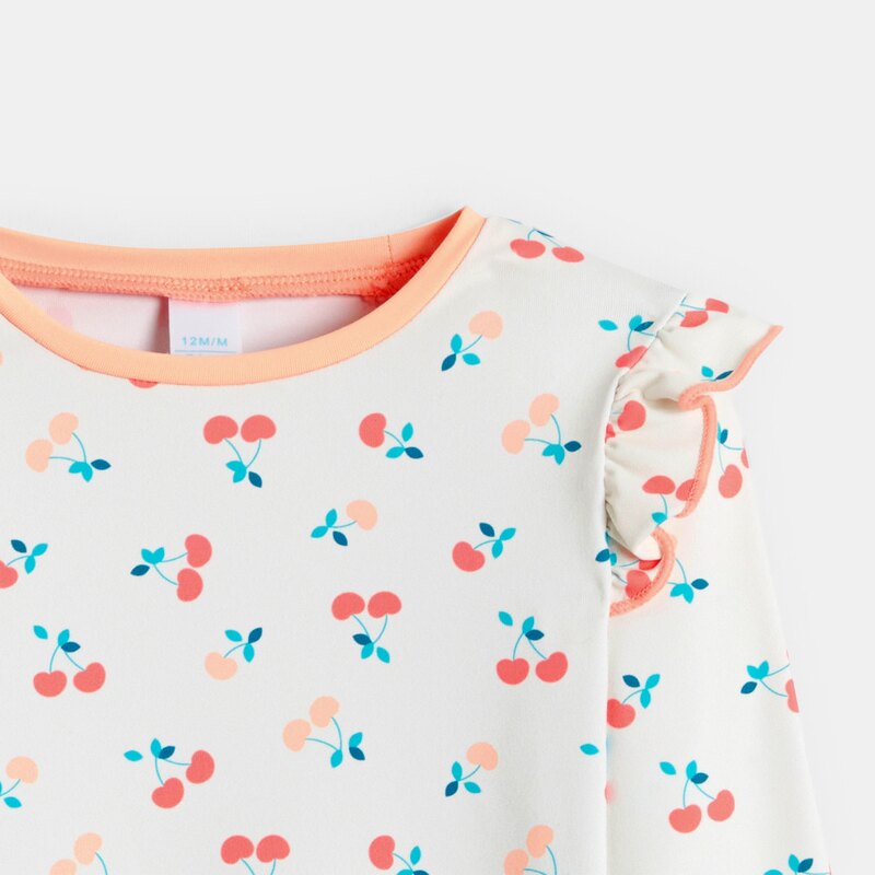 T-shirt anti UV cerises rose bébé fille Orange