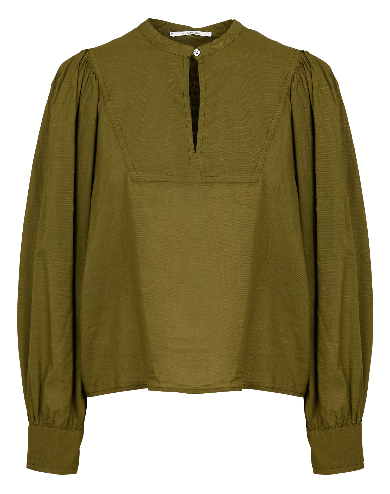 Blouse col rond droite en coton et soie mélangé | Vert