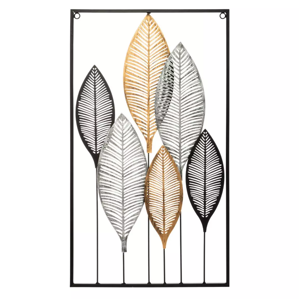 Décoration murale en métal (H65 cm) Feuilles Noir et Or