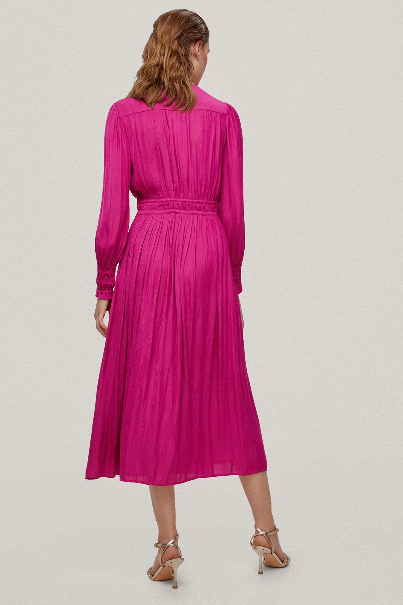 Vestido midi fluido - Rosa