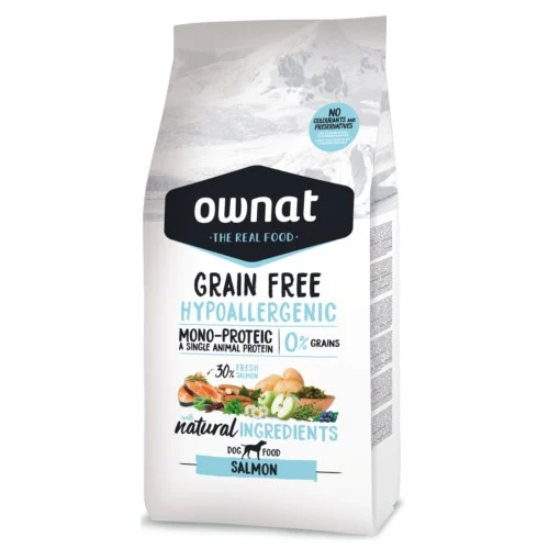 Ração Ownat Grain Free Hipoalergênica com Salmão para Cães