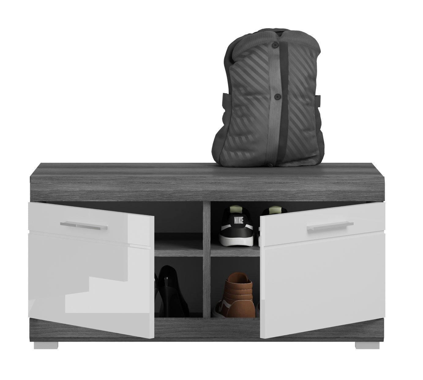 Sitzbank Scout Rauchsilber / Weiß Hochglanz 90x44x40 cm
