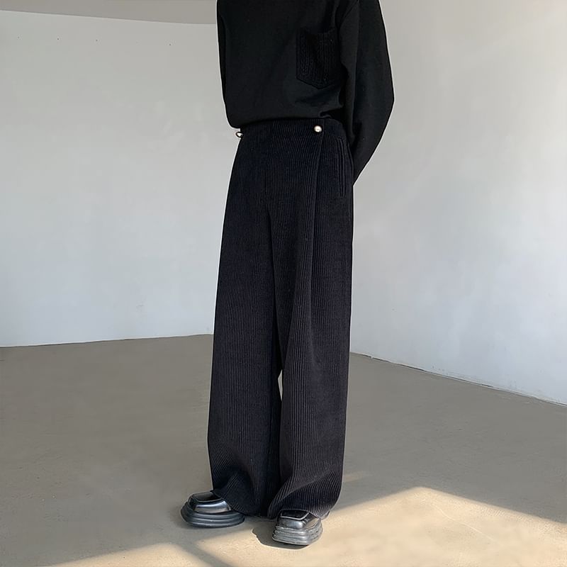Freehop - Hoge taille effen wijde broek