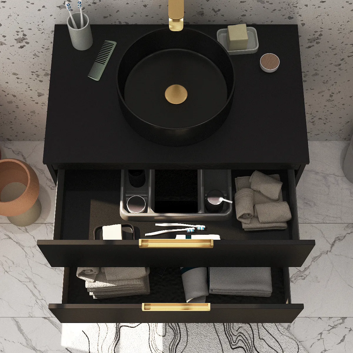 AURLANE JAZZY GOLD - Meuble salle de bain 80 cm