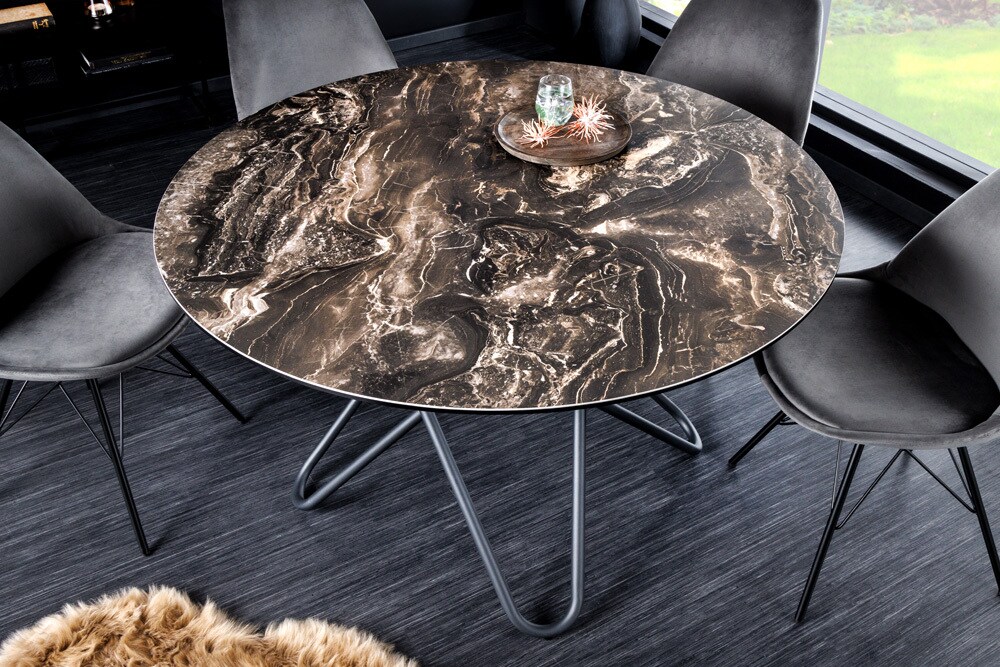 riess-ambiente Esstisch ELLIPSE - 120cm Naturstein Keramik Hairpin Legs made in Italy rund
