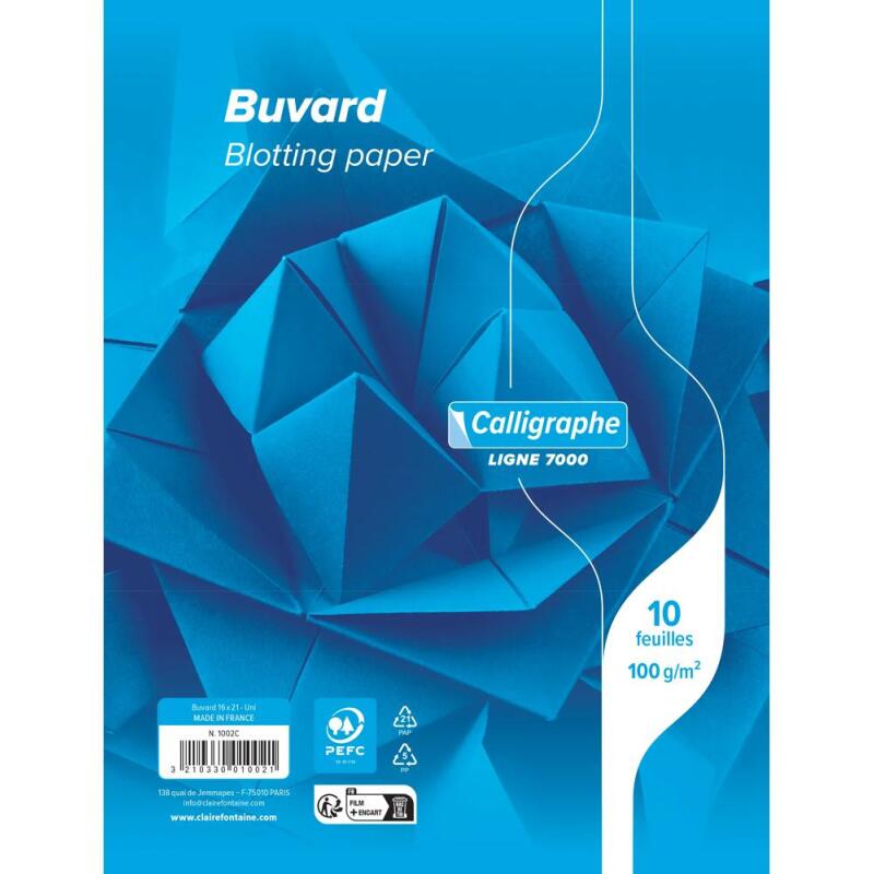 Buvard 7000 16x21 cm 10 feuilles uni 100 g teinte blanche