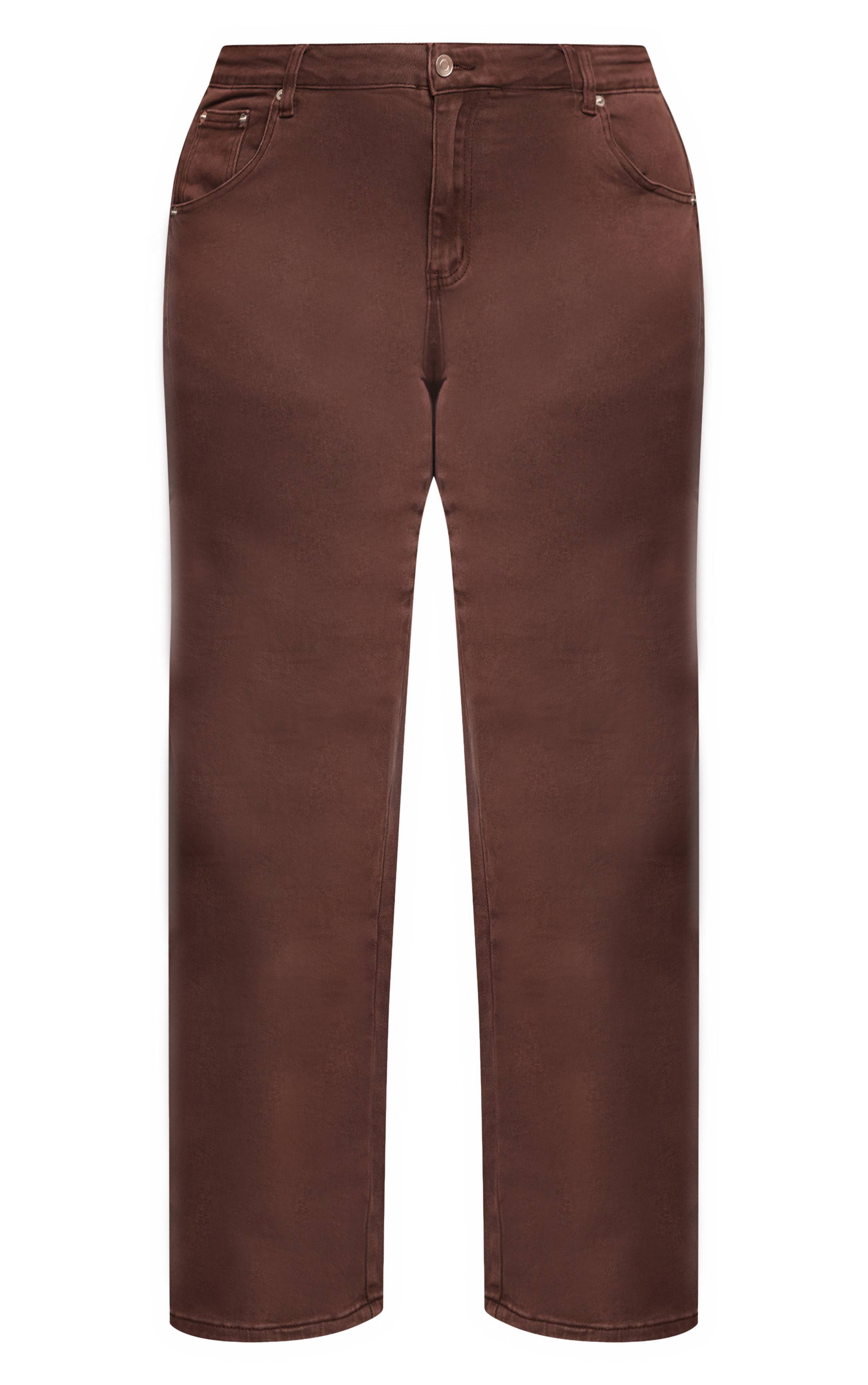 Washed Brown Jean Grande Taille À Taille Ajustable
