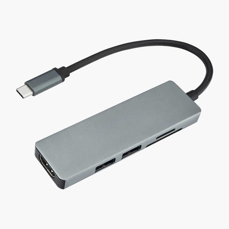 USB type C-hub med fem utganger