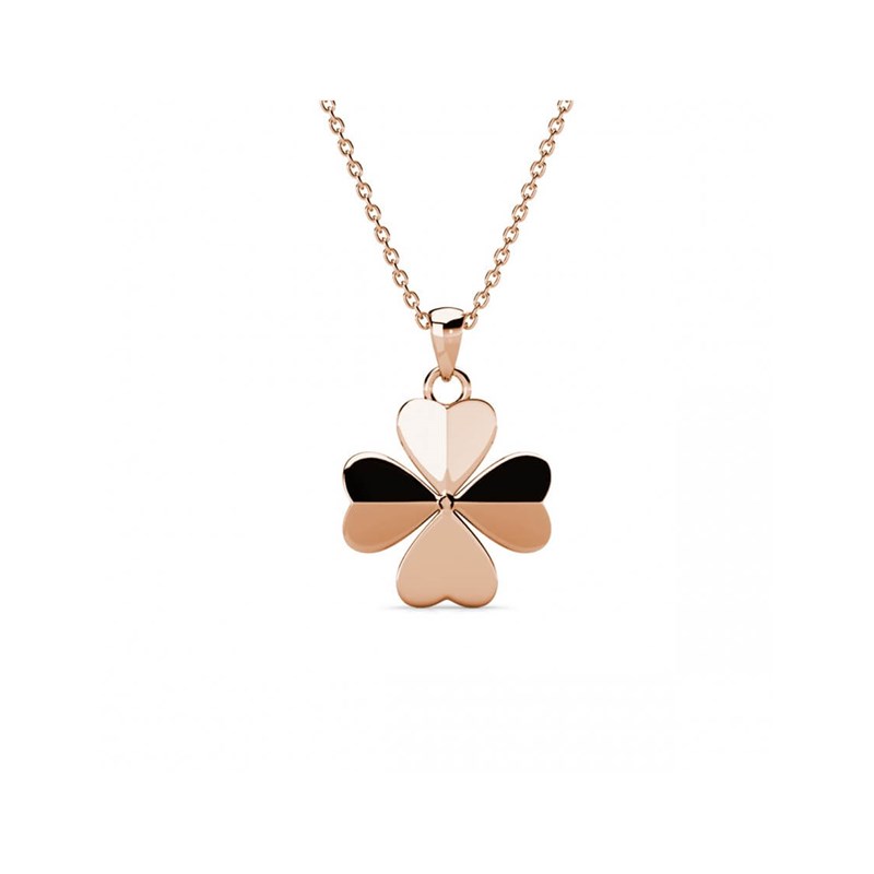 Pendentif Clover Petal - Or Rosé et Cristal