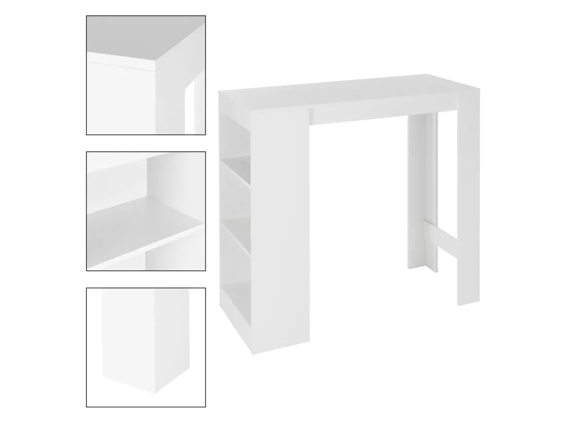 Table bar table mange-debout table lounge comptoir blanc 110x50x103cm ML-DESIGN