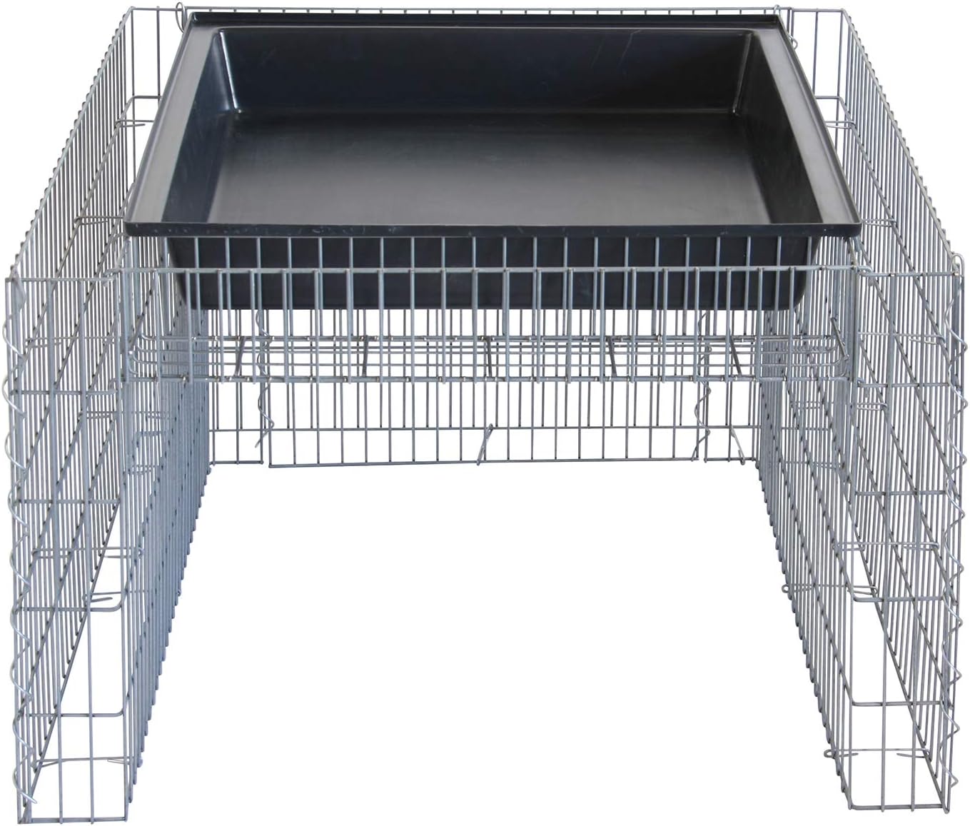 bellissa - Zink-Aluminium, Gabionen Mähroboter-Garage - 97296 - Bepflanzbare Rasenmäher-Garage mit Pflanzschale, Silber - 75x75x53 cm