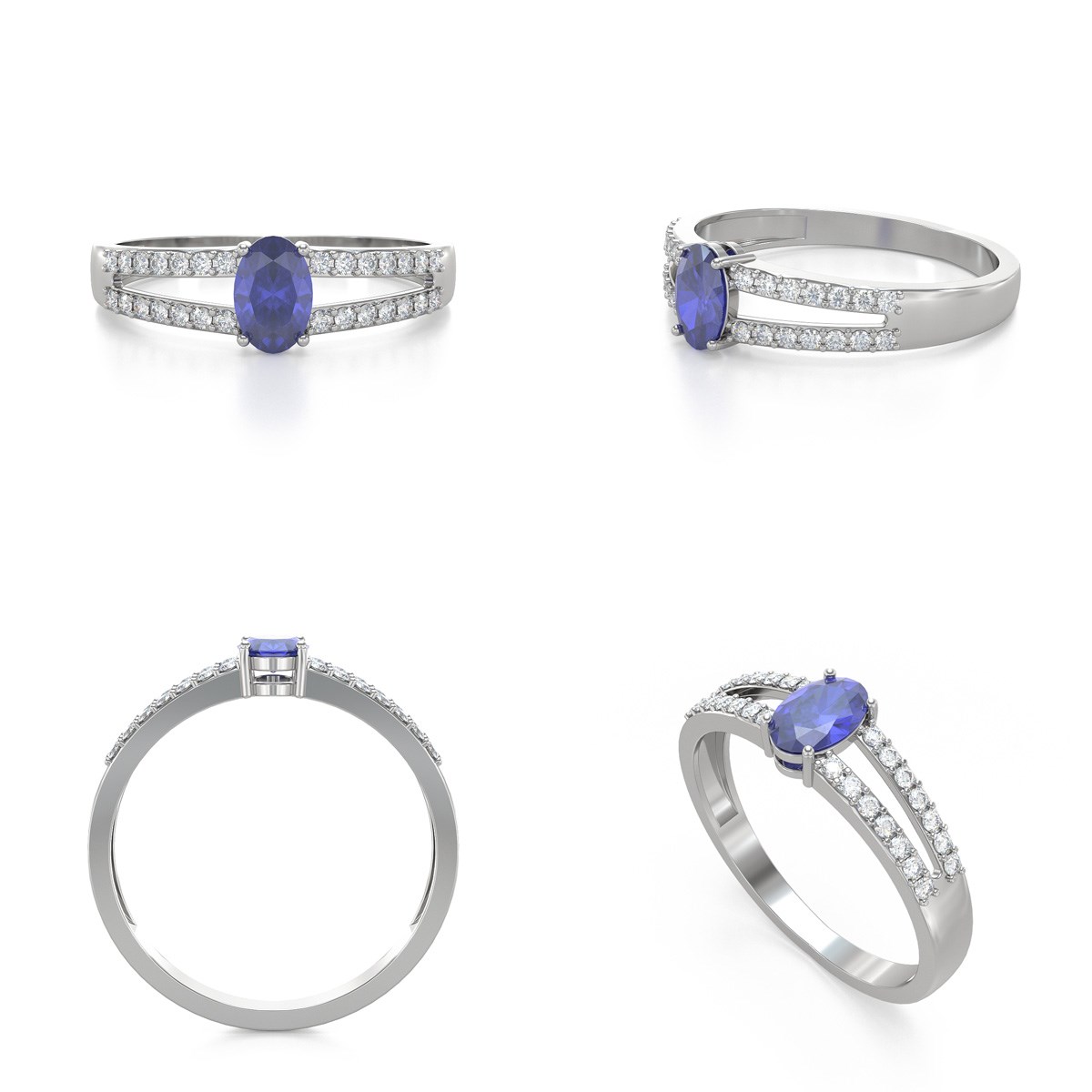 Bague ADEN Tanzanite et diamants sur Argent 925 2.102grs