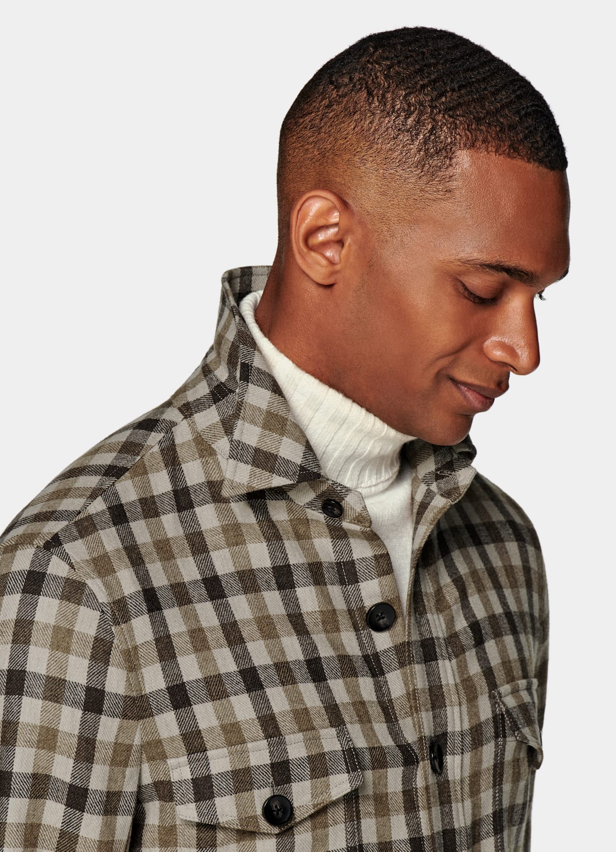 Veste chemise coupe Relaxed marron moyen à carreaux