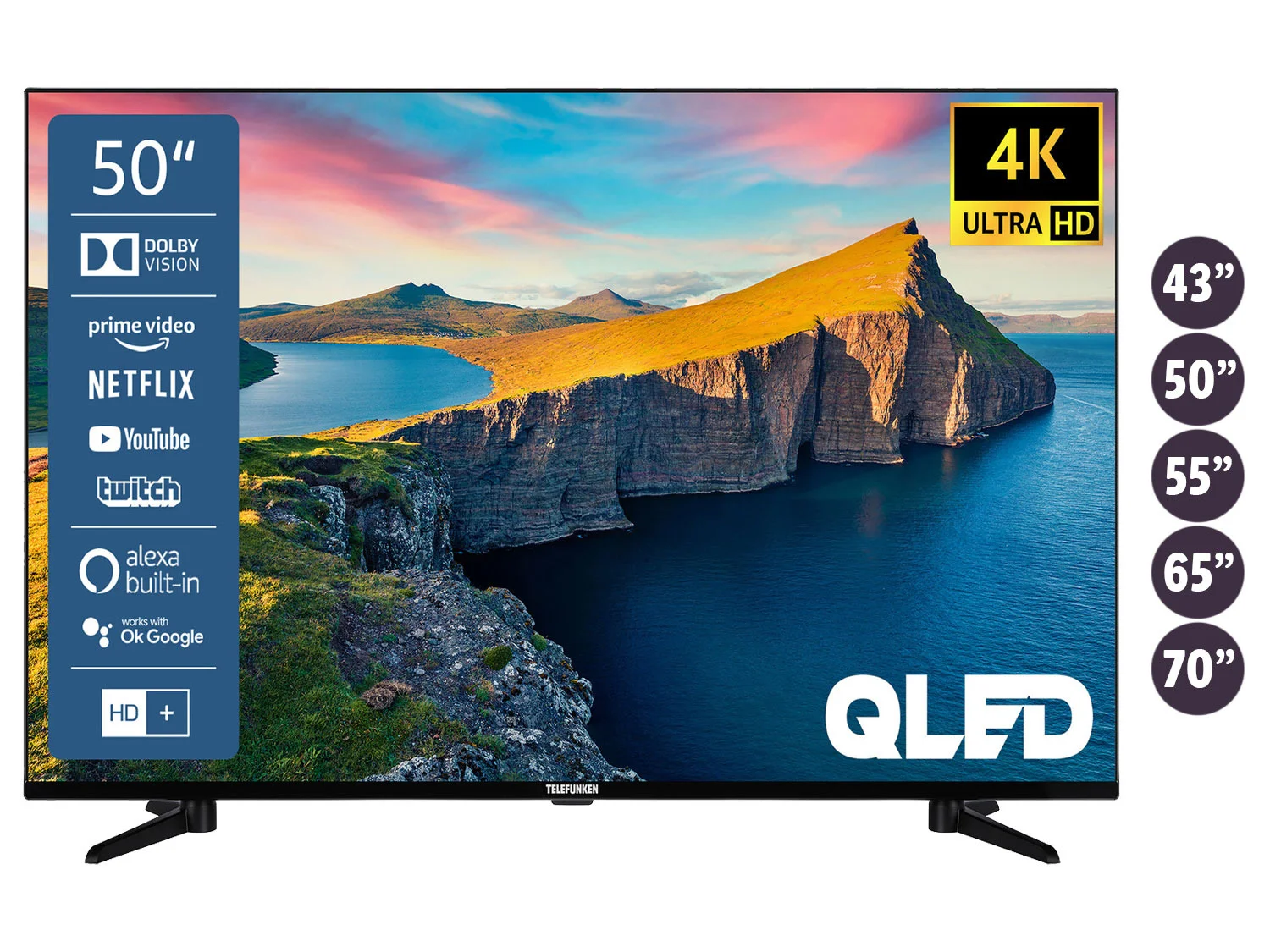 TELEFUNKEN »QU43-65K800« Smart TV QLED 4K UHD com Dolby Vision HDR
