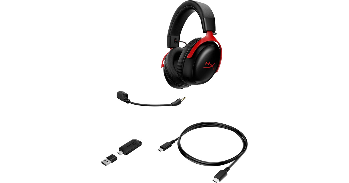 HyperXCloud III S Wireless over-ear gaming headset  (Zwart/rood, Pc, PlayStation 5, Nintendo Switch)