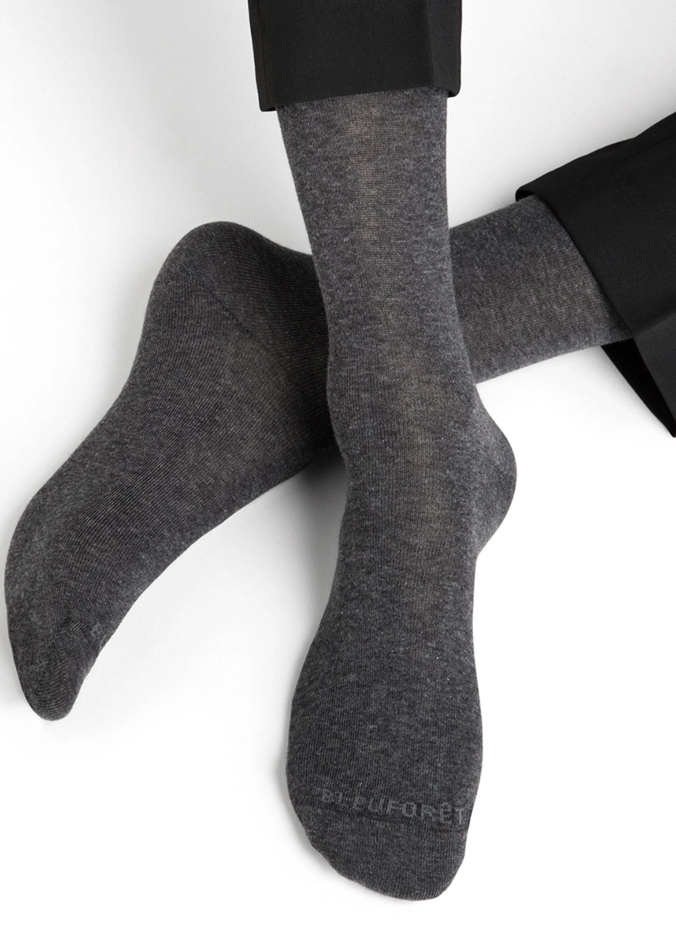 Chaussettes unies en coton mélangé | Gris