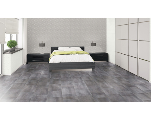 PVC vloer Miami tegellook bruingrijs 200 cm breed (per meter verkocht)