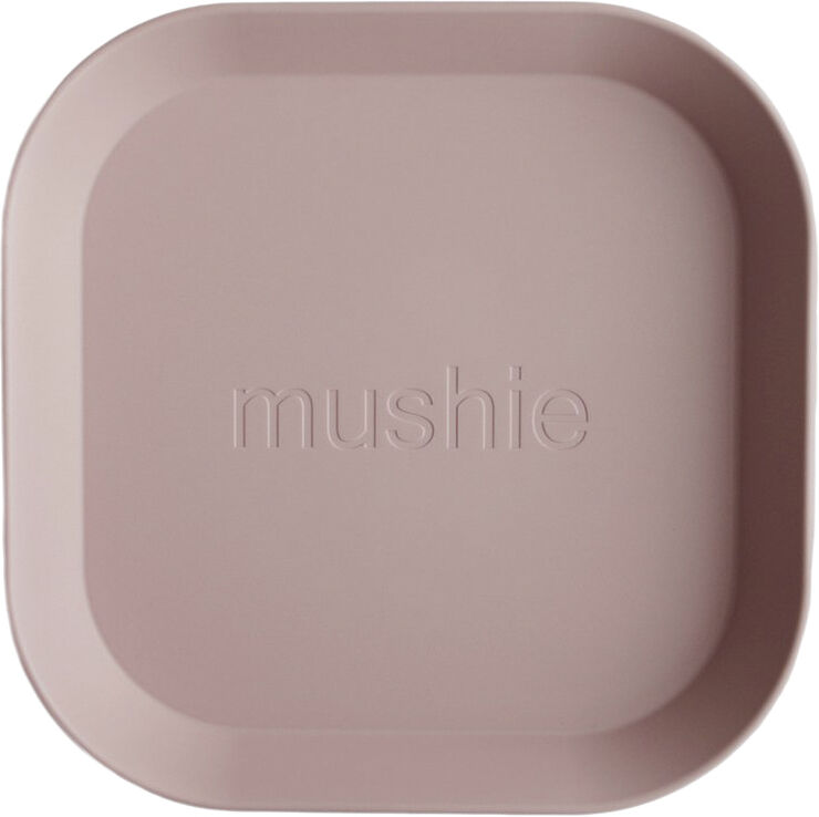 Mushie Mushie tallerken i firkantet form 2-pak - Blush Blush