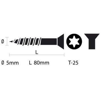 GAMMA schroef universeel platkop verzinkt 5.0x80 mm 20 stuks