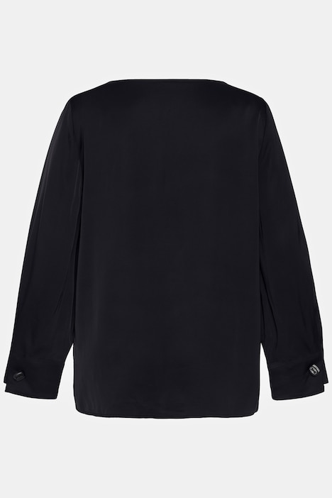 Shirtbluse, Ärmel-Zierfalten, Rundhals, Langarm