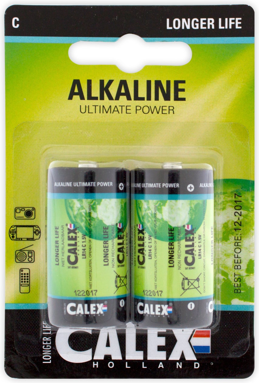 Calex alkaline LR14/C batterij 1,5V 2 stuks
