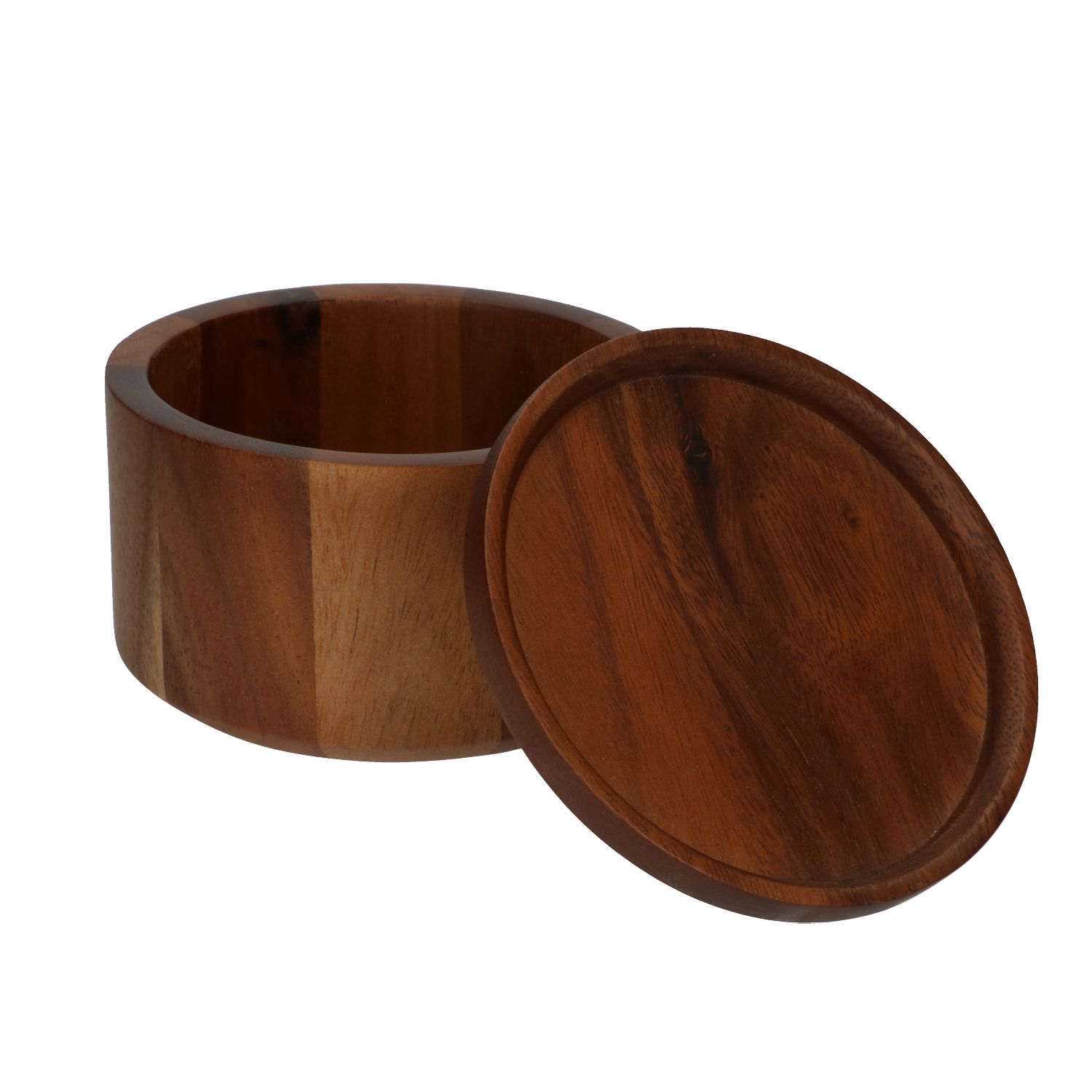 Pot met deksel, acaciahout, Ø 14 cm