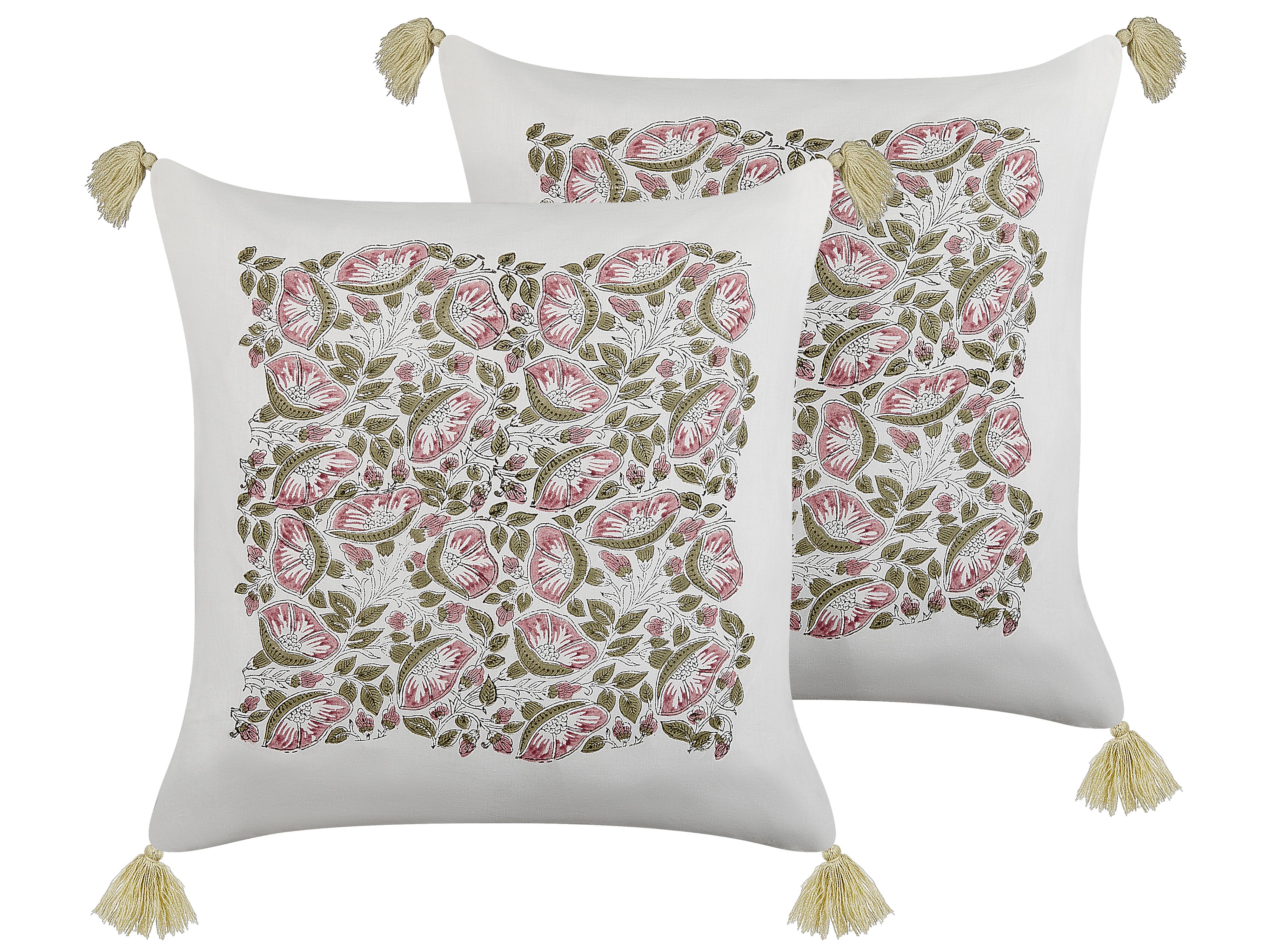 Set van 2 sierkussens CARISSA Katoen 45 x 45 cm Meerkleurig bloempatroon