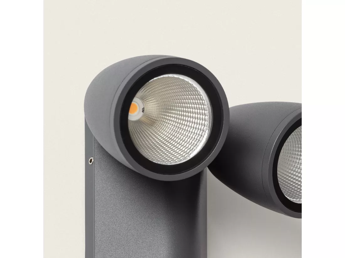 Applique Murale Extérieure LED 12W Aluminium Abel 2 Spots Gris foncé