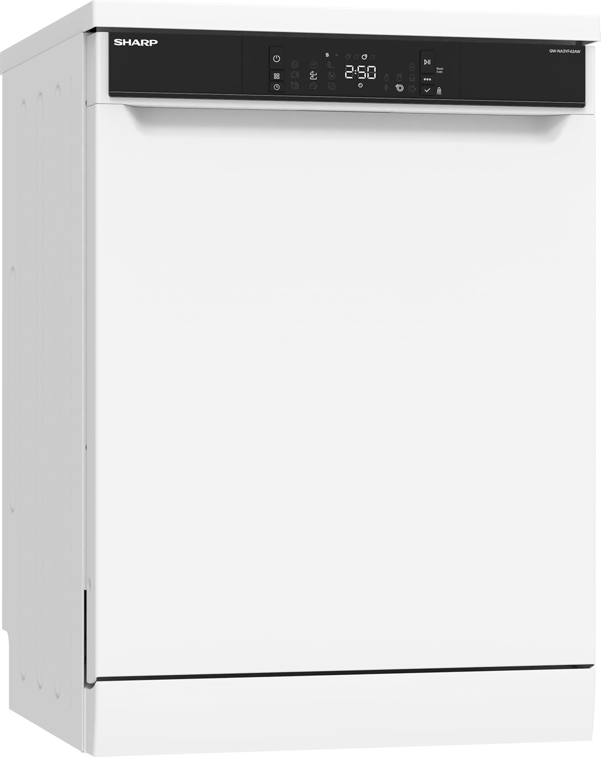 Sharp QW-NA3YF42AW-DE Geschirrspüler freistehend, 60 cm, 14 Maßgedecke, A, 42 dB, SteamWash, DualProWash, EcoWash, AutoDoor, WLAN, Weiß